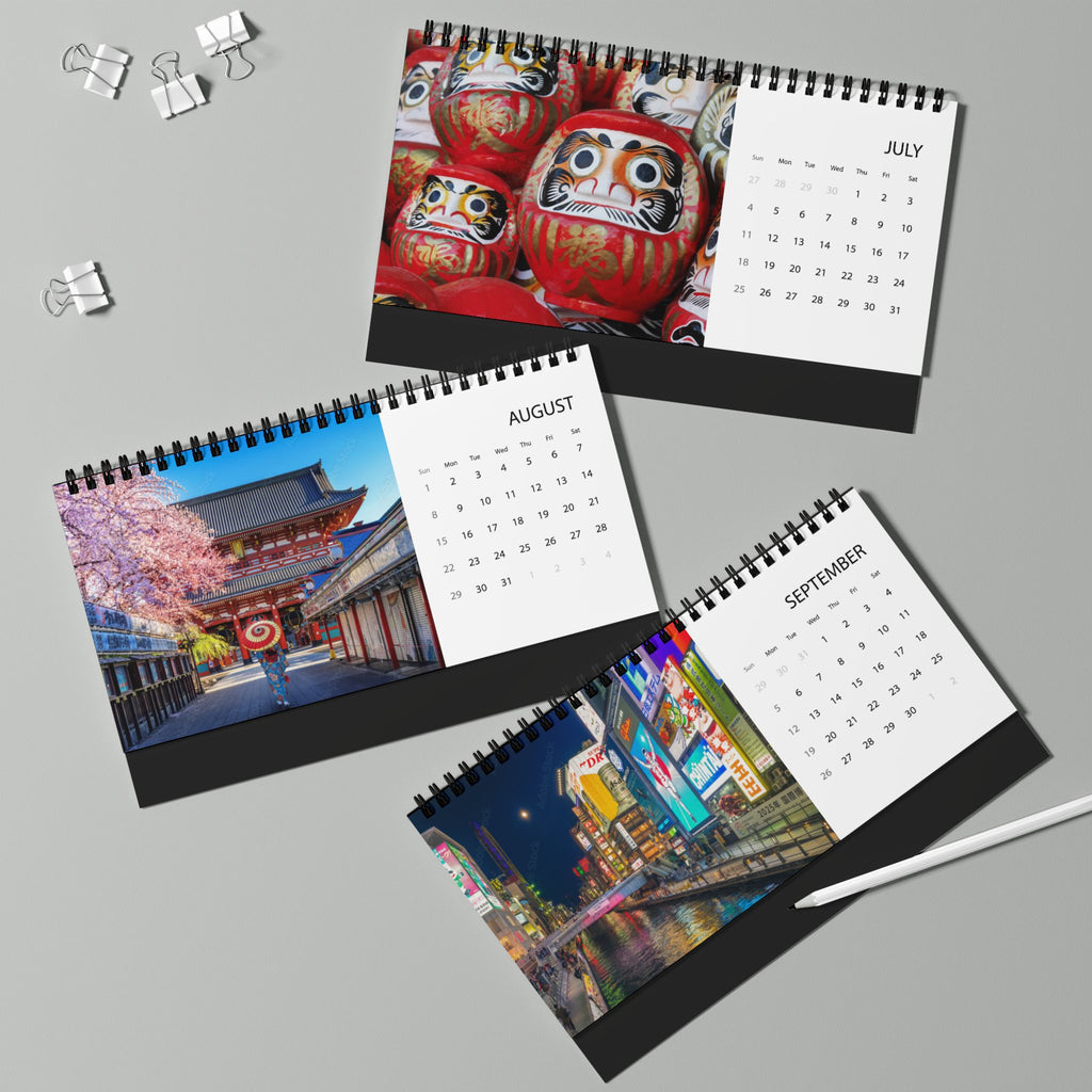 Japan Desktop Calendar 2027 — Scenic Japan Grid Planner (Desk Calendar)
