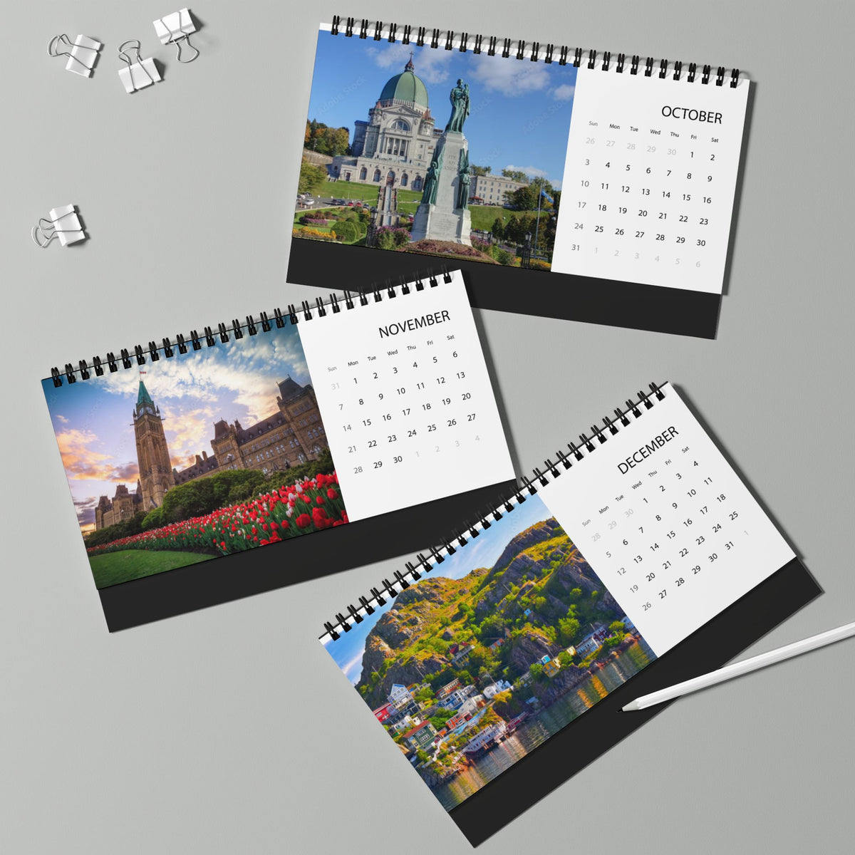 Canada 2027 Desktop Calendar — Scenic Canadian Cities Grid Planner