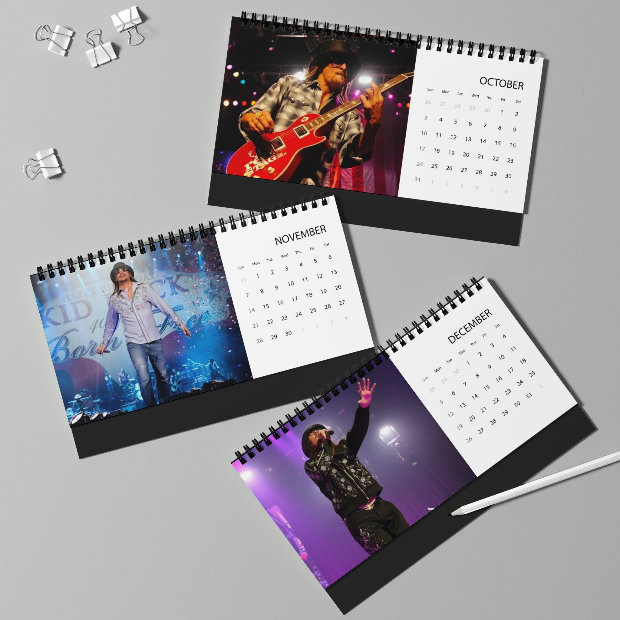 Kid Rock Desktop Calendar 2027 — Musician Photo Grid Desk Calendar
