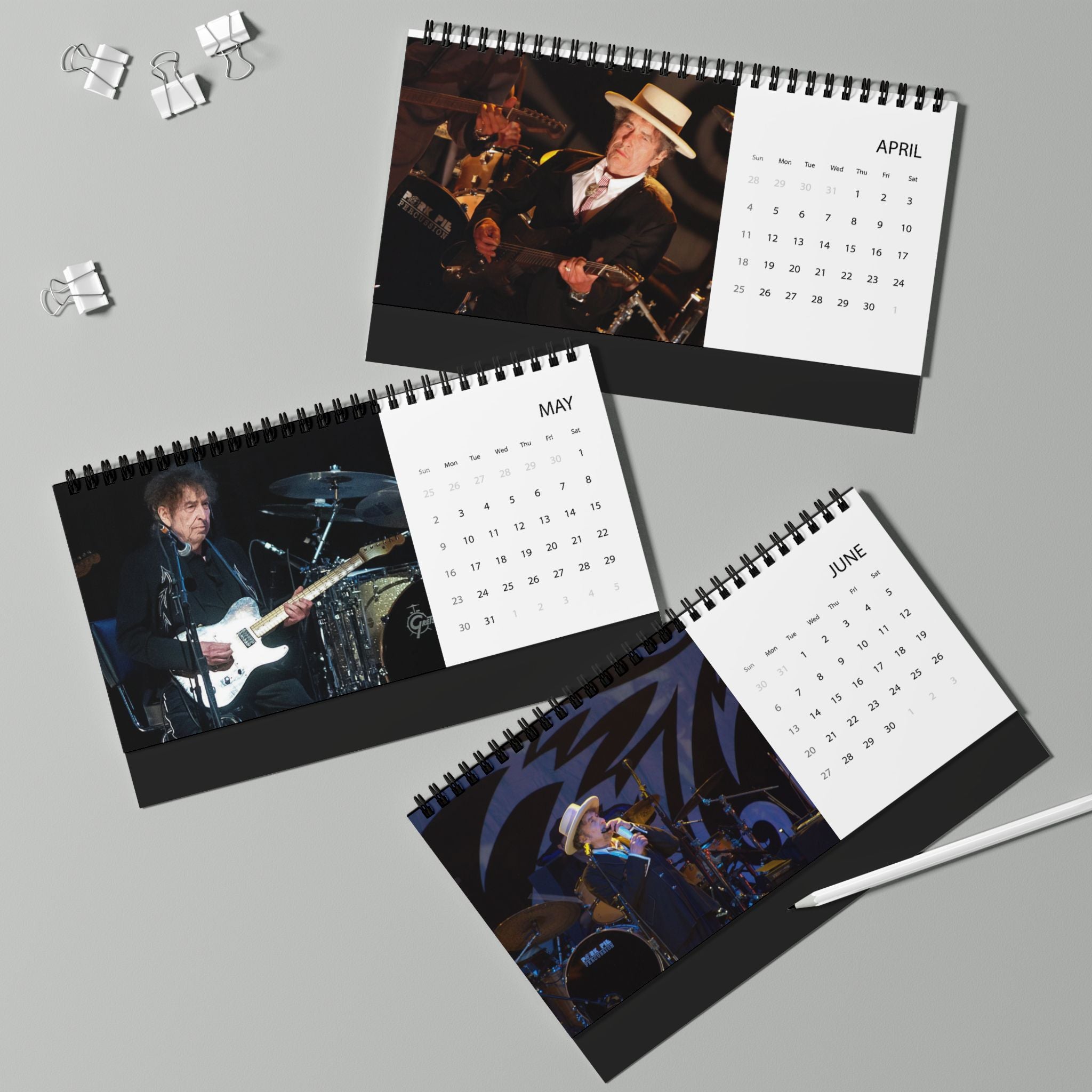 Bob Dylan Desktop Calendar (2027 grid)